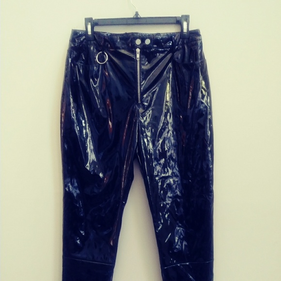 black patent jeans
